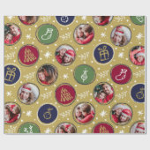 Speelgoedfamilie Foto-Collage Kerstmis Gold Cadeaupapier (Vlak)