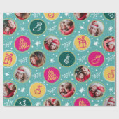 Speelgoedfamilie Foto kerstmis collage Cadeaupapier (Vlak)