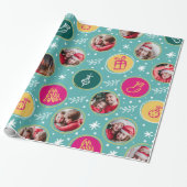 Speelgoedfamilie Foto kerstmis collage Cadeaupapier (Uitgerold)