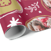 Speelgoedfamilie foto kerstrood met collage cadeaupapier (Rol Hoek)