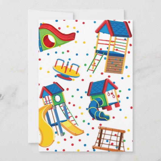 Speelgoedfeestje, Playground-verjaardag Uitnodigen Kaart (Achterkant)