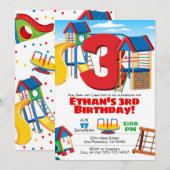 Speelgoedfeestje, Playground-verjaardag Uitnodigen Kaart (Voorkant / Achterkant)