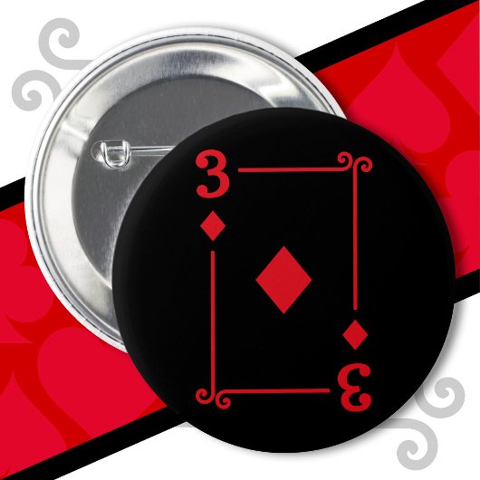 Speelgoedkostuum Drie Kaart 3 van diamanten Ronde Button 5,7 Cm
