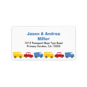 Speelgoedspeelgoed Kleurenrijdend autobusadres Etiket (Voorkant)