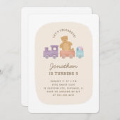 Speelgoedtrein en -beer. Cute grappige kinderverja Kaart (Voorkant / Achterkant)