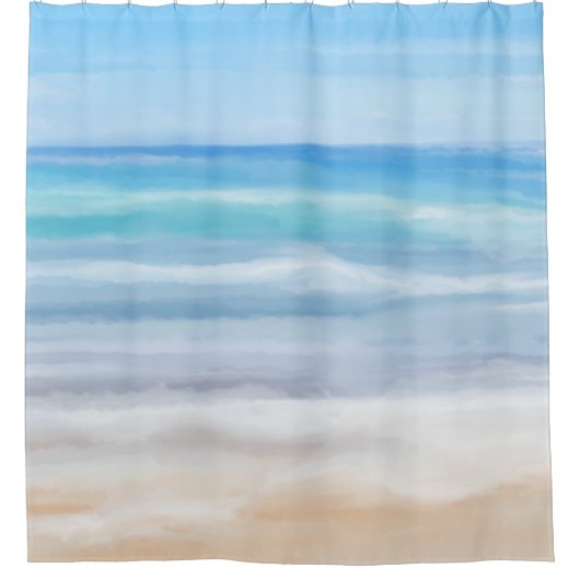 Speelgolven op een zonnige dag in het strand douchegordijn (Voorkant)