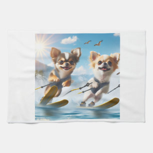 Speelhonden waterskiën! theedoek
