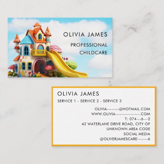 Speelhuis Babysitter Nanny Kinderopvang Kinderopva Visitekaartje (Voorkant / Achterkant)