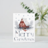 Speelhuisje of blokhut, dennenappels, bessen briefkaart (Staand voorkant)