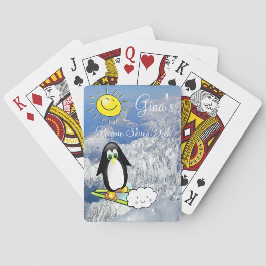 Speelkaart Deck Bergen Skiën Pinguïn Pokerkaarten (Achterkant)
