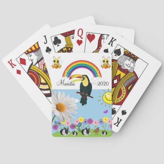 Speelkaart Deck Bumblebee Parrot Rabbit Sun Pokerkaarten (Achterkant)