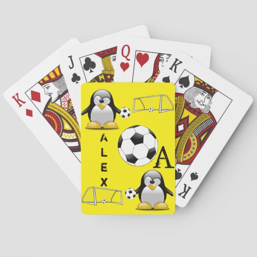 Speelkaart Deck Pinguïn Voetbal Geel Pokerkaarten (Achterkant)