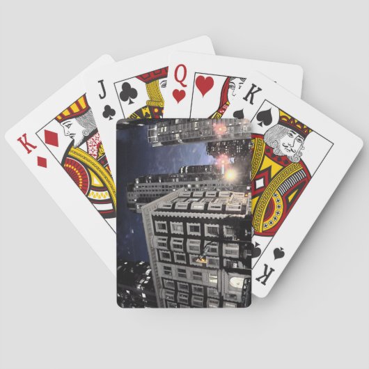 speelkaart, foto van stad de nacht speelkaarten (Achterkant)
