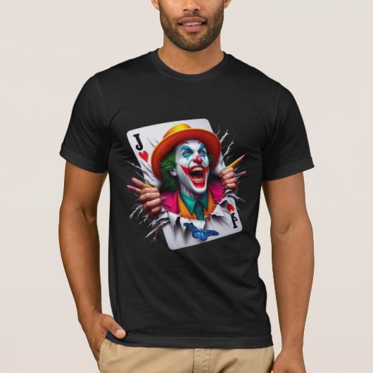 Speelkaart joker ontwerp T-shirt (Voorkant)