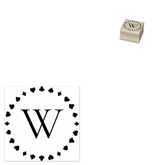 Speelkaart Kleuren Monogram Initiaal Rubberstempel (Gestempeld)