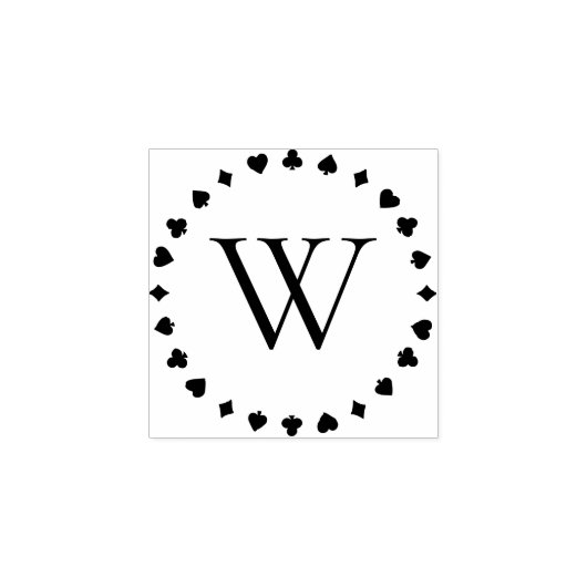 Speelkaart Kleuren Monogram Initiaal Rubberstempel (Afrduk)