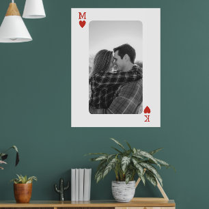 Speelkaart Koppel Foto Romantische Liefde Hart Cad Poster