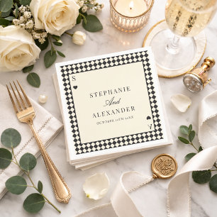 Speelkaart Luxe Zwart Ivoren Oud Geld Bruiloft Servet