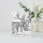 Speelkaart met immigranten die aankomen briefkaart (Staand voorkant)