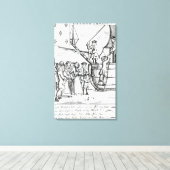 Speelkaart met immigranten die aankomen canvas afdruk (Insitu (Houten vloer))