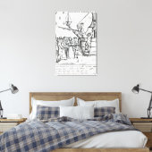 Speelkaart met immigranten die aankomen canvas afdruk (Insitu (Slaapkamer))