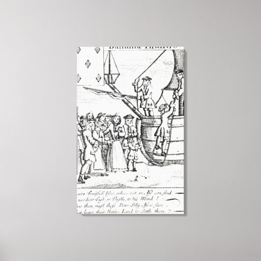 Speelkaart met immigranten die aankomen canvas afdruk (Voorkant)