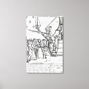 Speelkaart met immigranten die aankomen canvas afdruk