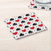 Speelkaart past bij symbolen kartonnen onderzetters (Schuin)