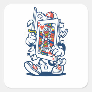 Speelkaart Vierkante Sticker