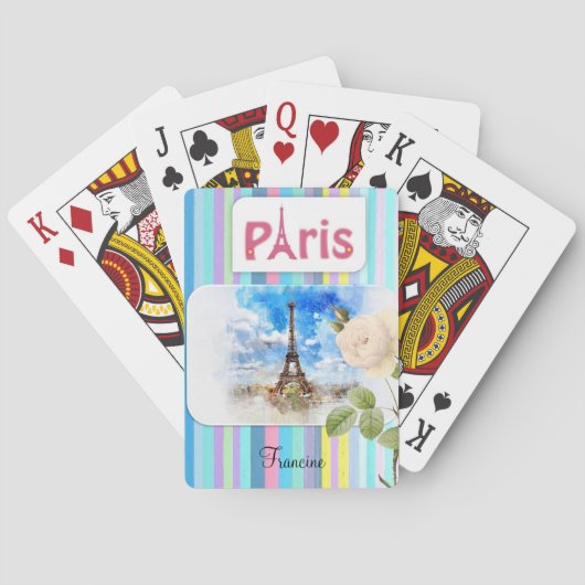 Speelkaartdek Parijs Frankrijk Stripe Pokerkaarten (Achterkant)