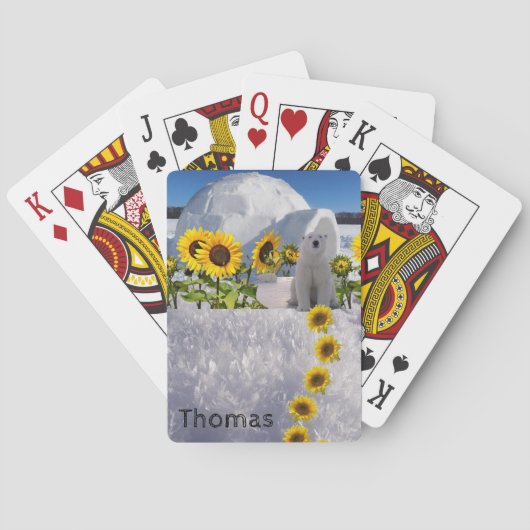Speelkaartdek Polar Beren Zonnebloem Pokerkaarten (Achterkant)