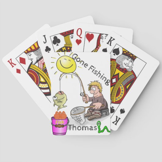 Speelkaartdek weg Gevist visser vis zon Pokerkaarten (Achterkant)