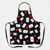 Speelkaarten Azen en Rode Diamanten Patroon Zwart Schort (Voorkant)
