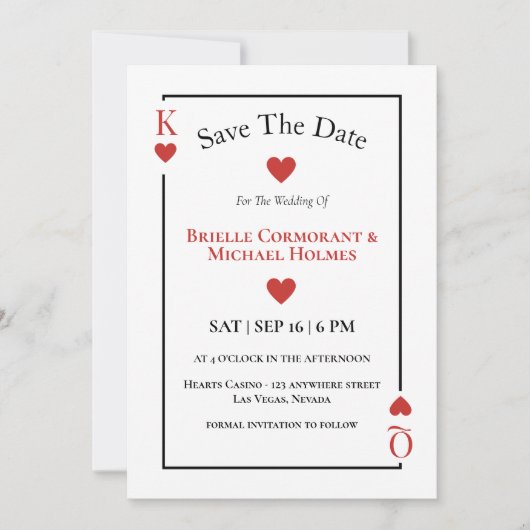 Speelkaarten Bewaar de datum Las Vegas bruiloft Kaart (Voorkant)