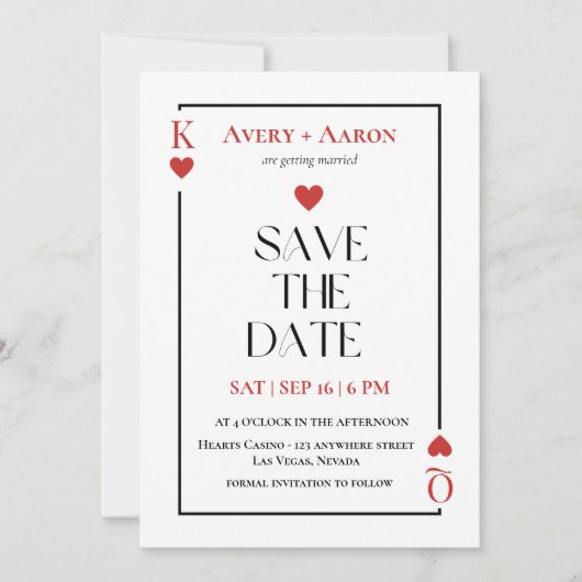 Speelkaarten Bewaar de datum Las Vegas bruiloft Kaart (Voorkant)