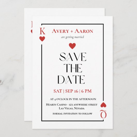 Speelkaarten Bewaar de datum Las Vegas bruiloft Kaart (Voorkant / Achterkant)