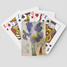 Speelkaarten - Blauwe Iris met de hand geschilderd