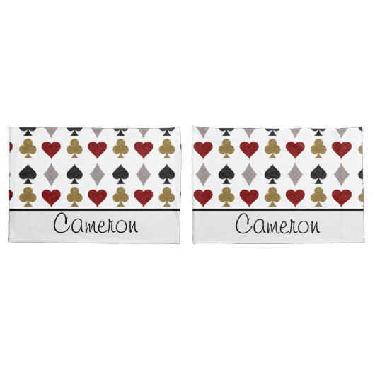 Speelkaarten Casino Patroon Aangepaste naam Kussensloop (Achterkant-Set)