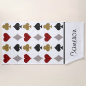 Speelkaarten Casino Patroon Aangepaste naam Strandlaken (Voorkant)