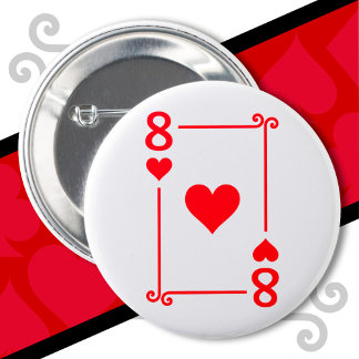 Speelkaarten Costume 8 Harten Kaart Acht Kaart Ronde Button 5,7 Cm