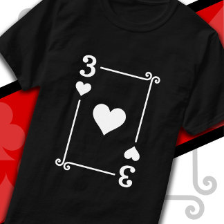 Speelkaarten Costume Drie Kaart 3 van het hart T-shirt