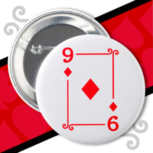 Speelkaarten Costume Nine Kaart 9 van diamanten Ronde Button 5,7 Cm