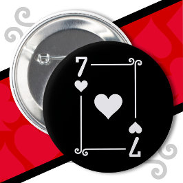 Speelkaarten Costume Seven Kaart 7 van het hart Ronde Button 5,7 Cm