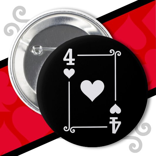 Speelkaarten Costume Vier Kaart 4 van het hart Ronde Button 5,7 Cm