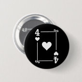 Speelkaarten Costume Vier Kaart 4 van het hart Ronde Button 5,7 Cm (Voorkant /achterkant)