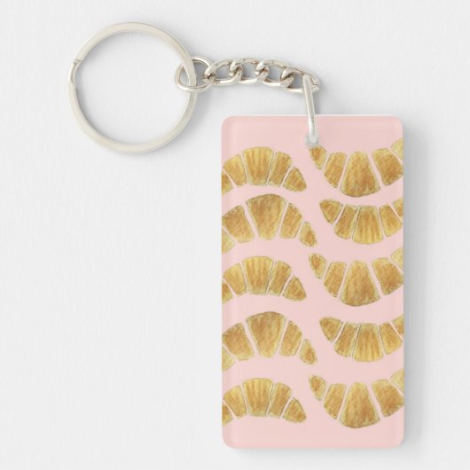 Speelkaarten: Croissant Roos Aquarel Sleutelhanger (Voorkant)