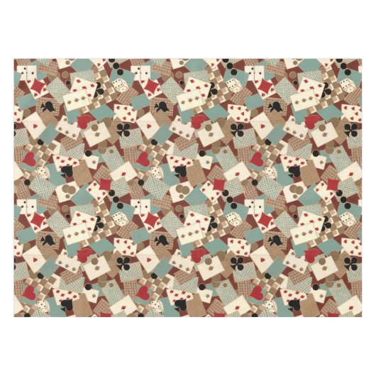 speelkaarten en dobbelpatroon tafelkleed (Voorkant (Horizontaal))
