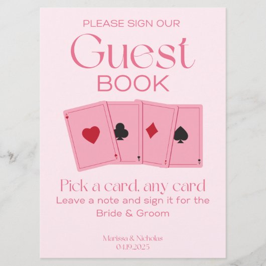 Speelkaarten Guest Book Sign Programmakaart (Voorkant)