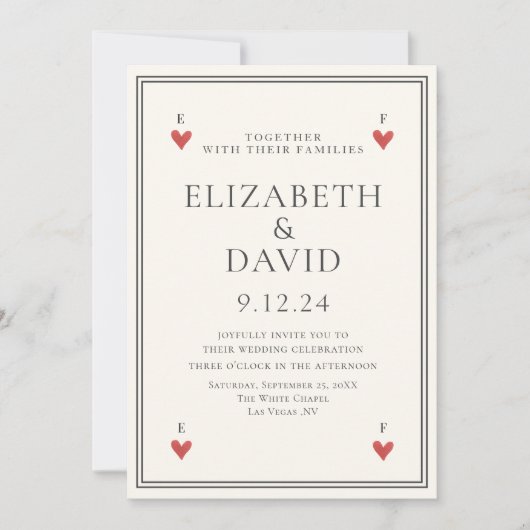  speelkaarten harten Eenvoudig huwelijk Kaart (Voorkant)