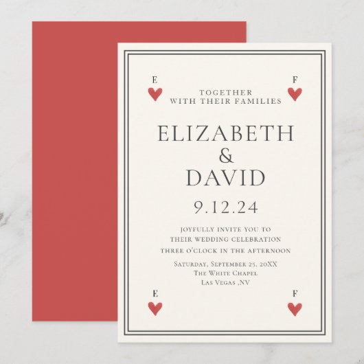 speelkaarten harten Eenvoudig huwelijk Kaart (Voorkant / Achterkant)